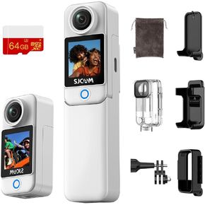 SJCAM C300 4K Travel Body Camera,64GB POV Camera & Handheld Detachable Design, Vlogs for Content Creators YouTube Streaming,7Hour Power,Stabilization,Waterproof,Black in Kuwait