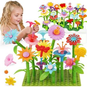 IQKidz 3-6 Years Old Toddler Toys - Flower Garden Building Toy with Insect Pegs, Educational Activity Gifts for Girls Preschool-Kindergarten, 153Pcs STEM Stacking Pretend Play Set in Saudi Arabia