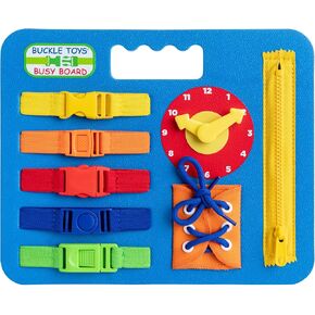 Buckle Toys, Busy Board, Blue, Montessori Learning Toy for Toddlers | Great for kids as an Airplane Activity or on The Go, Foam Sensory Board, Develop Fine Motor Skills in Kuwait