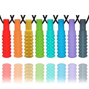Sensory Chew Necklaces for Boys and Girls, 8 Pack Chew Necklace for Sensory Kids with Autism, ADHD, SPD, Biting, Silicone Oral Sensory Toys for Autism Adults Reduce Chewing Anxiety Fidget in Saudi Arabia