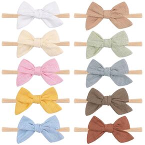 CÉLLOT Baby Girls Headbands 3.5in Hair Bows Cotton Linen Soft Hairbands | Handmade Hair Accessories for Newborn Infant Toddlers Little Girl and Kids | Fabric Baby Bows | Gift for Baby Girls in Saudi Arabia