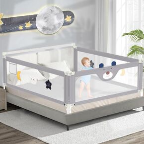 JWPEHOE 3-Piece Bed Rail for Toddlers with Headboard Rod, Adjustable Baby Bed Rail Guard (78.7 * 78.7 * 74.8 Inch-King Size) in Saudi Arabia