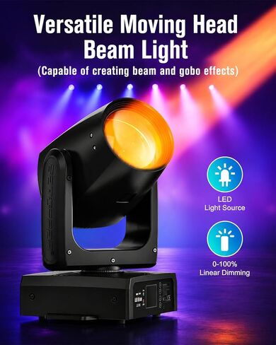 Betopper Moving Head Light 2 Packs,150W Moving Head DJ Lights for Party | LB150 With Beam 12 GOBO 12 Colors 1 Prism Plate,DMX Sound Activated,0~100% dimming,for DJ Party Bar Wedding Stage Lighting in Kuwait