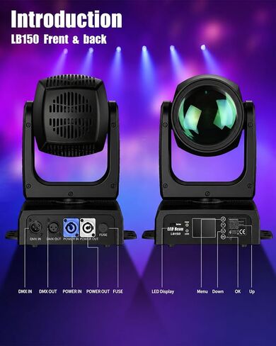 Betopper Moving Head Light 2 Packs,150W Moving Head DJ Lights for Party | LB150 With Beam 12 GOBO 12 Colors 1 Prism Plate,DMX Sound Activated,0~100% dimming,for DJ Party Bar Wedding Stage Lighting in Kuwait