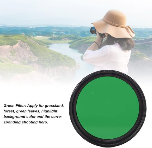 ASHATA 37mm Round Full Color Lens Filter Scratch Full Color Filter Kit for SLR Camera, Red Orange Yellow Green Blue, with Storage Box (Green) in Kuwait