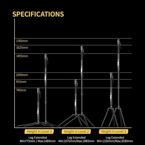 YC Onion Telescopic Legs for PINETA Pro Monopod, Universal Quick Release, 1/4" Locating Hole for Arri-Swiss in Kuwait