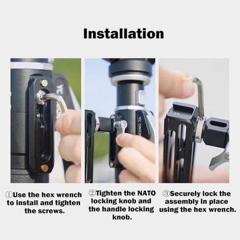 YC Onion NATO Handgrip for PINETA Pro Monopods, 1/4" ARRI Locating Screw Hole and 3/8" Screw Hole, Cold Shoe Mount, Vertically Adjustable in Kuwait