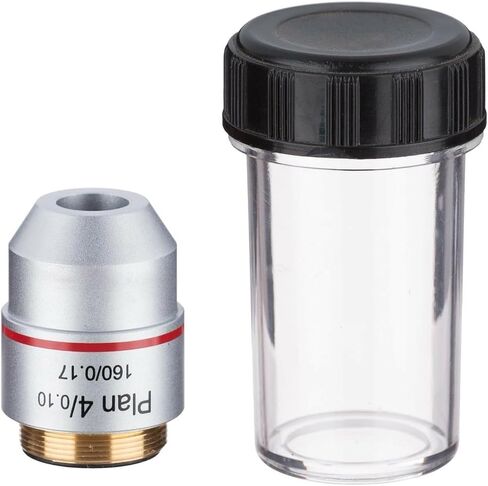AmScope PA4X 4X Plan Achromatic Microscope Objective | DIN Standard RMS 20.32mm Thread 160mm Finite Tube Length Compatible Numerical Aperture 0.10 Plan Achromatic in Kuwait