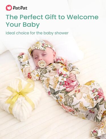 PATPAT Baby Sleeper Gown with Bamboo Viscose for Newborn Girls Boys, Knotted Nightgown with Mittens for Infant Home Coming in Kuwait