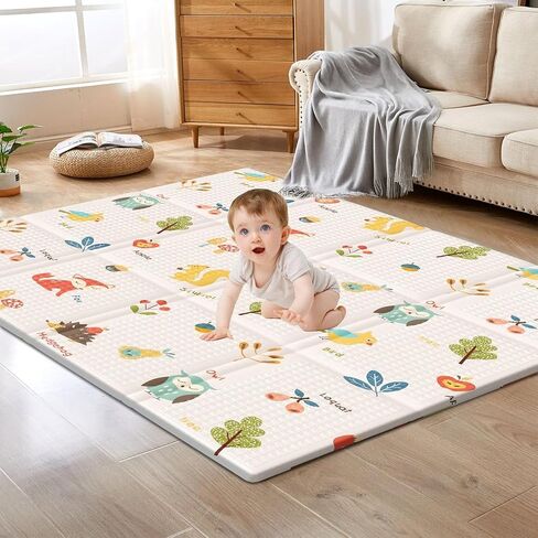XVISHX Baby Play Mat, 50 x 50 Inch Play Mat Perfect for Use Baby Playpen, Foldable Baby Foam Playmat for Floor, Portable Waterproof Activity PlayMats for Babies, Infants and Toddlers in Kuwait