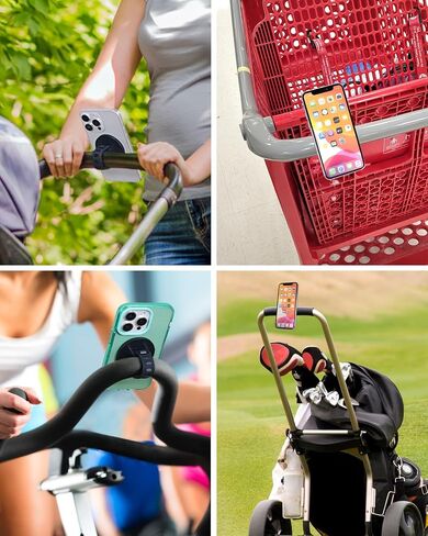 Magnetic Phone Holder for Stroller, Shopping Cart & Golf Push Cart | Handlebar Phone Mount for MagSafe | Strap with Strong Magnet for Mag Safe | Stroller Accessories for Uppababy, Nuna, Bugaboo... in Kuwait