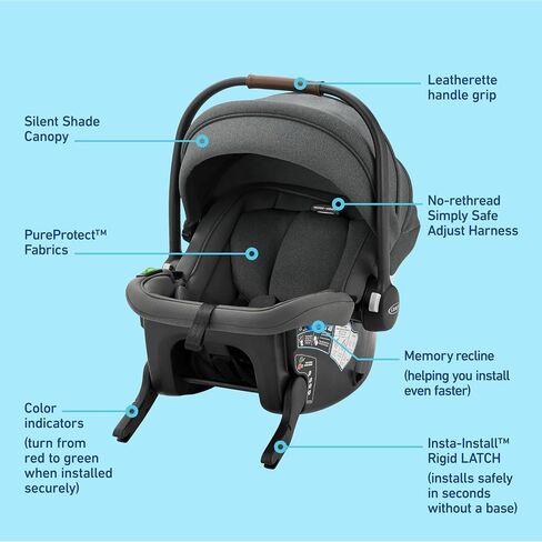 Graco® Gomax Infant Car Seat, Baseless Car Seat with Canopy, Rear Facing, Lightweight Carseat in Kuwait