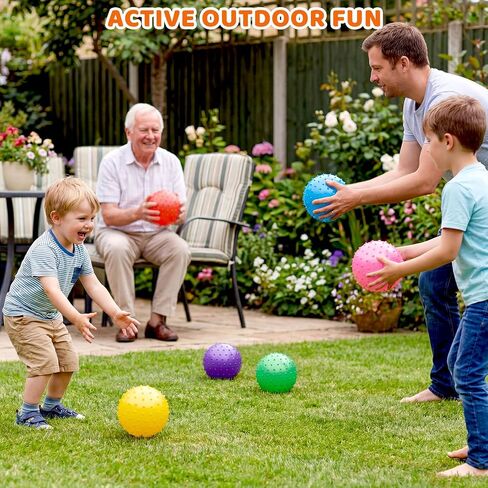 LOVEINUSA 6PCS Bouncy Balls, 7 Inch Sensory Balls for Babies Toddlers, Mini Knobby Ball Spiky Massage Stress Ball with Pump, Party Favors for Kids, Classroom Prize, Goodie Bags Stuffers in Kuwait