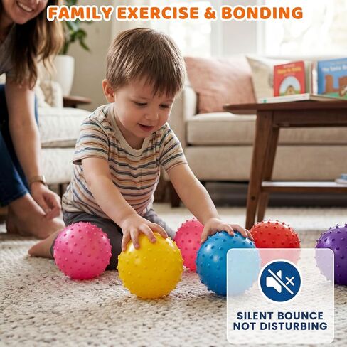 LOVEINUSA 6PCS Bouncy Balls, 7 Inch Sensory Balls for Babies Toddlers, Mini Knobby Ball Spiky Massage Stress Ball with Pump, Party Favors for Kids, Classroom Prize, Goodie Bags Stuffers in Kuwait