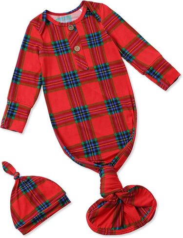 PATPAT Baby Sleeper Gown with Bamboo Viscose for Newborn Girls Boys, Knotted Nightgown with Mittens for Infant Home Coming in Kuwait