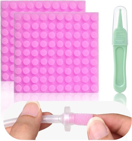 Qunlions life Replacement for Nosefrida Nasal Aspirator Filters, 200-Pack of Premium Nasal Aspirator Hygiene Sponges, with Nose Cleaning Tweezers (Red,200 Count) in Kuwait