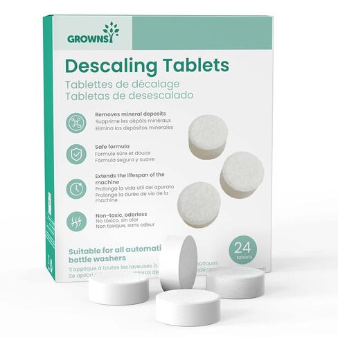 GROWNSY Bottle Washer Descaling Tablets, 24 Count, Removes Scale & Buildup | Compatible with GROWNSY, Momcozy & Baby Brezza Bottle Washers, Descaler Protects Performance & Extends Machine Life in Kuwait