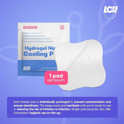 16CT Hydrogel Nipple Pads for Breastfeeding with Lanolin - Cooling Sore Nipple Gel Soothing Pads - Breast Feeding Essentials for Moms by Livaclean Health in Kuwait