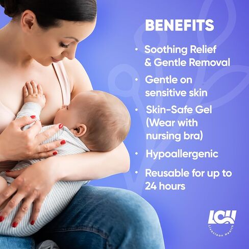 16CT Hydrogel Nipple Pads for Breastfeeding with Lanolin - Cooling Sore Nipple Gel Soothing Pads - Breast Feeding Essentials for Moms by Livaclean Health in Kuwait