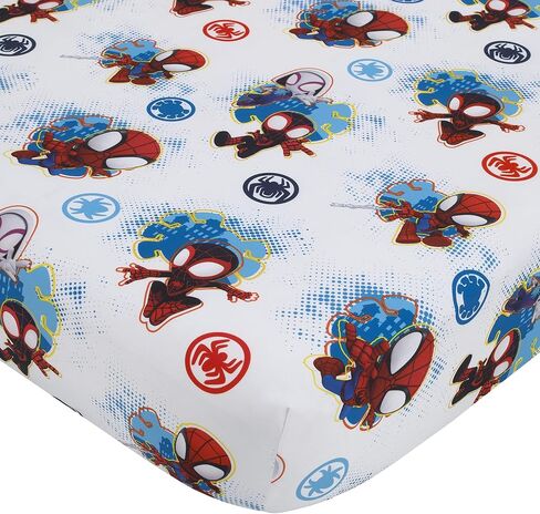 Disney Marvel Spidey and his Amazing Friends Spidey Team Red, White, and Blue 4 Piece Toddler Bed Set - Comforter, Fitted Bottom Sheet, Flat Top Sheet, and Reversible Pillowcase in Kuwait