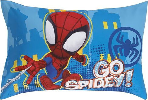 Disney Marvel Spidey and his Amazing Friends Spidey Team Red, White, and Blue 4 Piece Toddler Bed Set - Comforter, Fitted Bottom Sheet, Flat Top Sheet, and Reversible Pillowcase in Kuwait