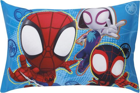 Disney Marvel Spidey and his Amazing Friends Spidey Team Red, White, and Blue 4 Piece Toddler Bed Set - Comforter, Fitted Bottom Sheet, Flat Top Sheet, and Reversible Pillowcase in Kuwait