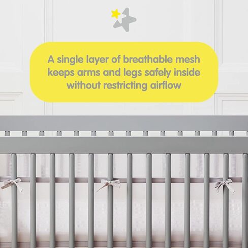 Halo Breathable Mesh Liner for Full-Size Cribs, Classic 3mm Mesh, White (Size 2FS Covers 2 Sides) in Kuwait