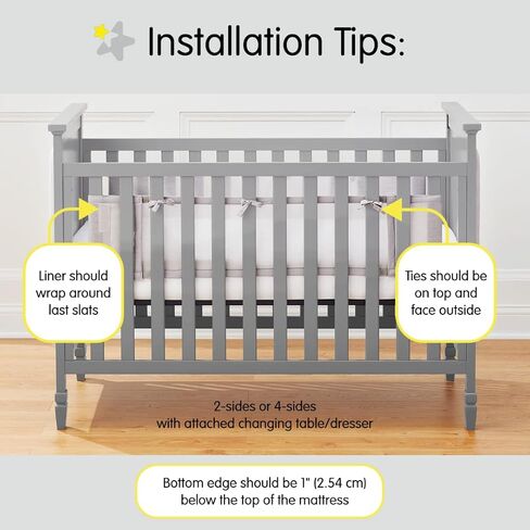 Halo Breathable Mesh Liner for Full-Size Cribs, Classic 3mm Mesh, White (Size 2FS Covers 2 Sides) in Kuwait
