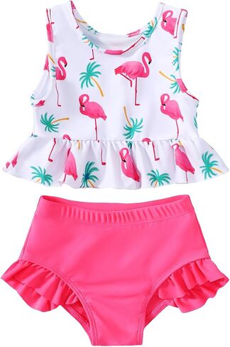 Baby Girls Swimsuit Toddler Bathing Suit Girl Two Piece Girls Bikini Set Swimwear 1-7 Years in Kuwait