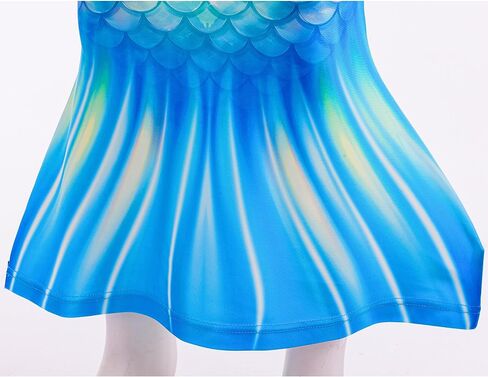 Little Girls 4pcs Swimsuit Bathing Suits Bikini Set with Princess Skirt for Kids Toddler Swimwear for 5-6 Years Green Blue in Kuwait
