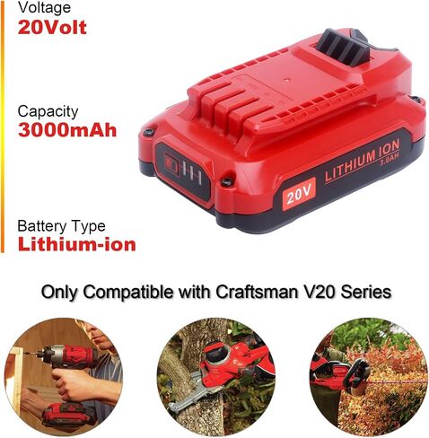 Elefly 20V CMCB202 Battery Compatible with Craftsman V20 Lithium Ion Battery CMCB202-2 CMCB201 CMCB204, Compatible with Craftsman 20V Max V20 Series Tools in Saudi Arabia
