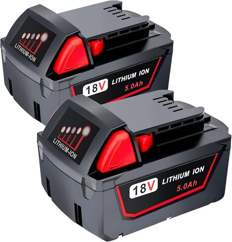 5.0Ah Replacement Battery for Milwaukee 18V Battery Compatible with Milwaukee M18 Battery 48-11-1850 48-11-1852 48-11-1820 48-11-1828 48-11-1830 Cordless Power Tools 2 Pack in Kuwait