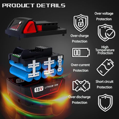 5.0Ah Replacement Battery for Milwaukee 18V Battery Compatible with Milwaukee M18 Battery 48-11-1850 48-11-1852 48-11-1820 48-11-1828 48-11-1830 Cordless Power Tools 2 Pack in Kuwait