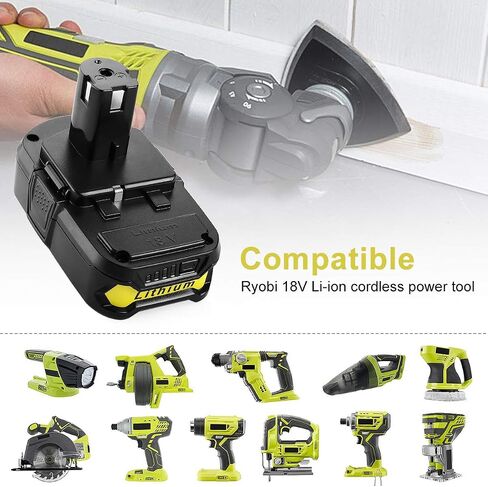 Energup 2Pack 18Volt P102 Replace for Ryobi 18V Batteries and Charger Combo 3.5A, for 18 Volt ONE Plus P103 P104 P105 P107 P109 P190 P191 P122 for Ryobi 18v Battery in Kuwait