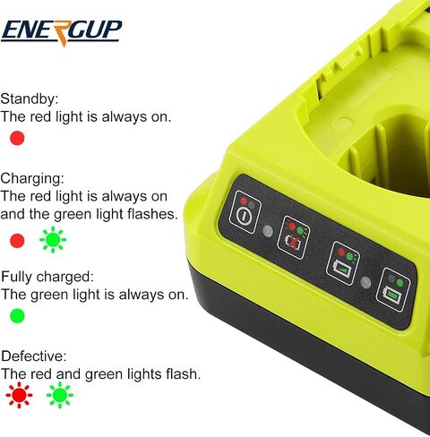 Energup 2Pack 18Volt P102 Replace for Ryobi 18V Batteries and Charger Combo 3.5A, for 18 Volt ONE Plus P103 P104 P105 P107 P109 P190 P191 P122 for Ryobi 18v Battery in Kuwait