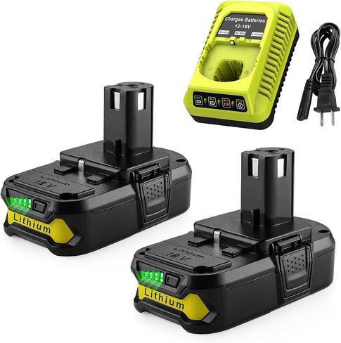 Energup 2Pack 18Volt P102 Replace for Ryobi 18V Batteries and Charger Combo 3.5A, for 18 Volt ONE Plus P103 P104 P105 P107 P109 P190 P191 P122 for Ryobi 18v Battery in Kuwait