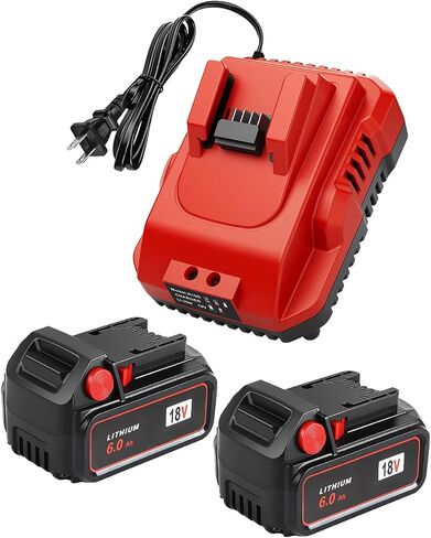 2-Pack 18V 6.0Ah Replacement for Milwaukee M-18 Battery and 1 Charger(red) in Kuwait