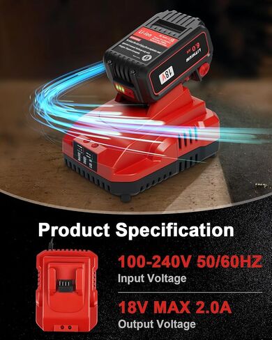 2-Pack 18V 6.0Ah Replacement for Milwaukee M-18 Battery and 1 Charger(red) in Kuwait