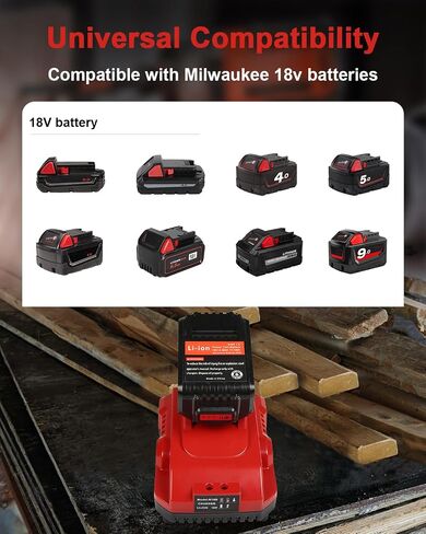 2-Pack 18V 6.0Ah Replacement for Milwaukee M-18 Battery and 1 Charger(red) in Kuwait
