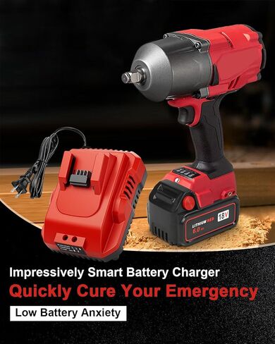 2-Pack 18V 6.0Ah Replacement for Milwaukee M-18 Battery and 1 Charger(red) in Kuwait