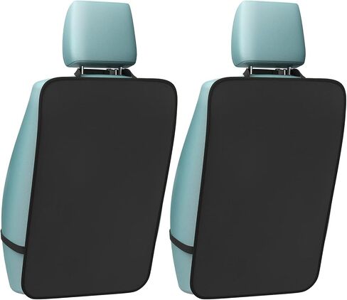 Hoovy Kick Protector Mats, Black, Waterproof PVC, Back Seat Protector for Kids, Universal Fit, 2 Pack in Kuwait