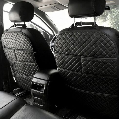 Kick Mats Back Seat Protector, Leather Car Back Seat Cover with Storage Pockets, Seat Back Protector Cover Against Dirty Shoes & Scratches (2) in Kuwait
