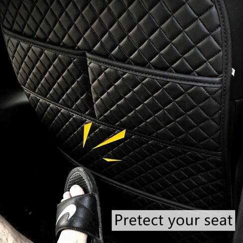 Kick Mats Back Seat Protector, Leather Car Back Seat Cover with Storage Pockets, Seat Back Protector Cover Against Dirty Shoes & Scratches (2) in Kuwait