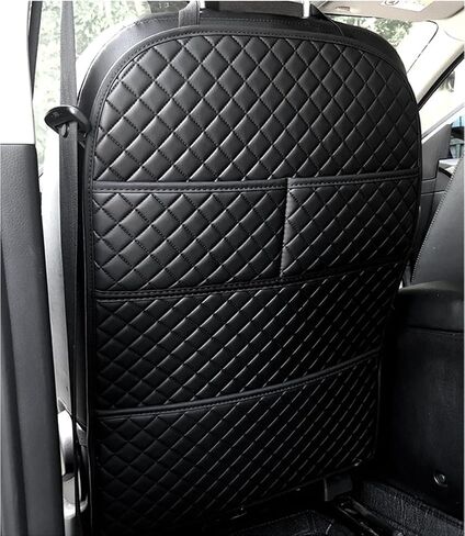 Kick Mats Back Seat Protector, Leather Car Back Seat Cover with Storage Pockets, Seat Back Protector Cover Against Dirty Shoes & Scratches (2) in Kuwait