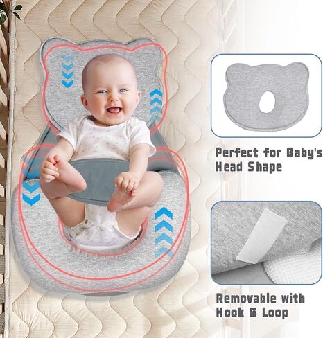 Reflux Pillow for Baby, Baby Lounger Pillow for Infant Support | Adjustable Footrest and Head Support, Removable Cover, Machine-Washable, Breathable and Lightweight in Kuwait