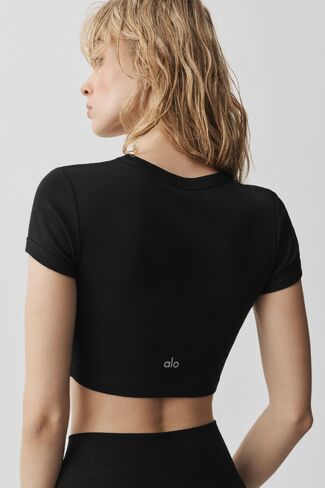 Alo Yoga Cropped Timeless Tee - Black in Saudi Arabia