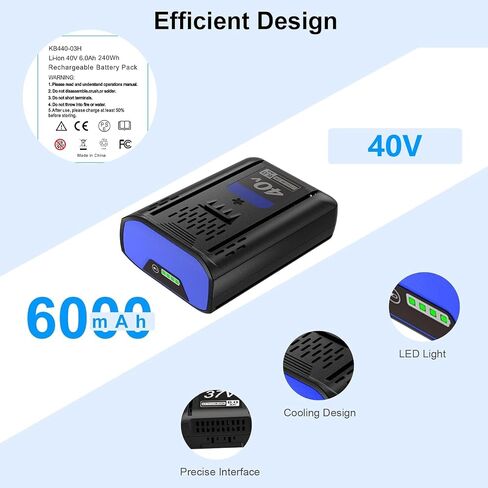 1 Pack 6.0Ah Lithium-ion Replacement for Kobalt 40V Battery | Compatible with KPM1040A-03, KM-1640-06, KM 4040-06,Cordless Power Tool Battery in Kuwait