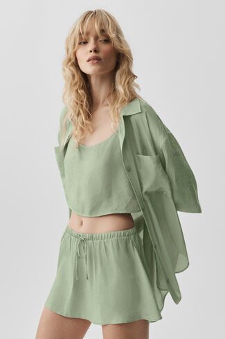 Alo Yoga Semi-Sheer Golden Hour Button Down Long Sleeve - Dune Grass in Kuwait