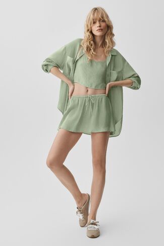 Alo Yoga Semi-Sheer Golden Hour Button Down Long Sleeve - Dune Grass in Kuwait