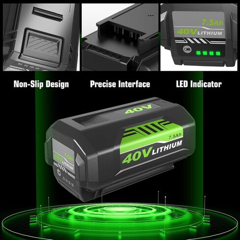 7.5Ah Replacement for Ryobi 40V Lithium Battery 7500mAh OP40601 OP40602 | OP40601 OP40602 OP4075A OP4040 OP40404 OP4050A Compatible with Ryobi 40V Cordless Power Tool(Green) in Saudi Arabia